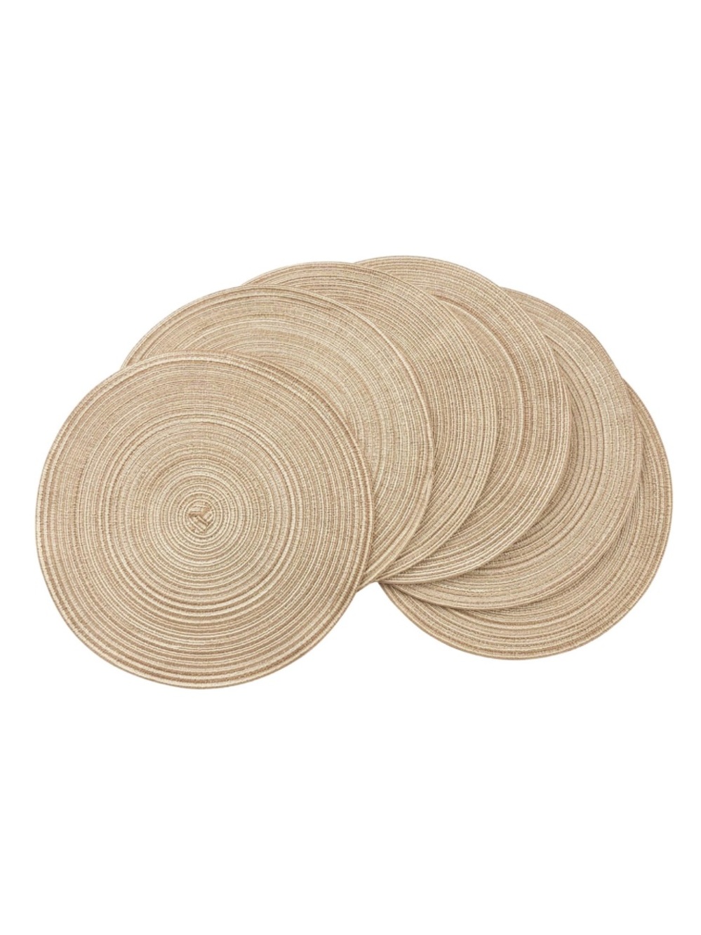 Round Braided Placemats Heat-Resistant Washable 15” (6-Pack) - DUNES KHAKI